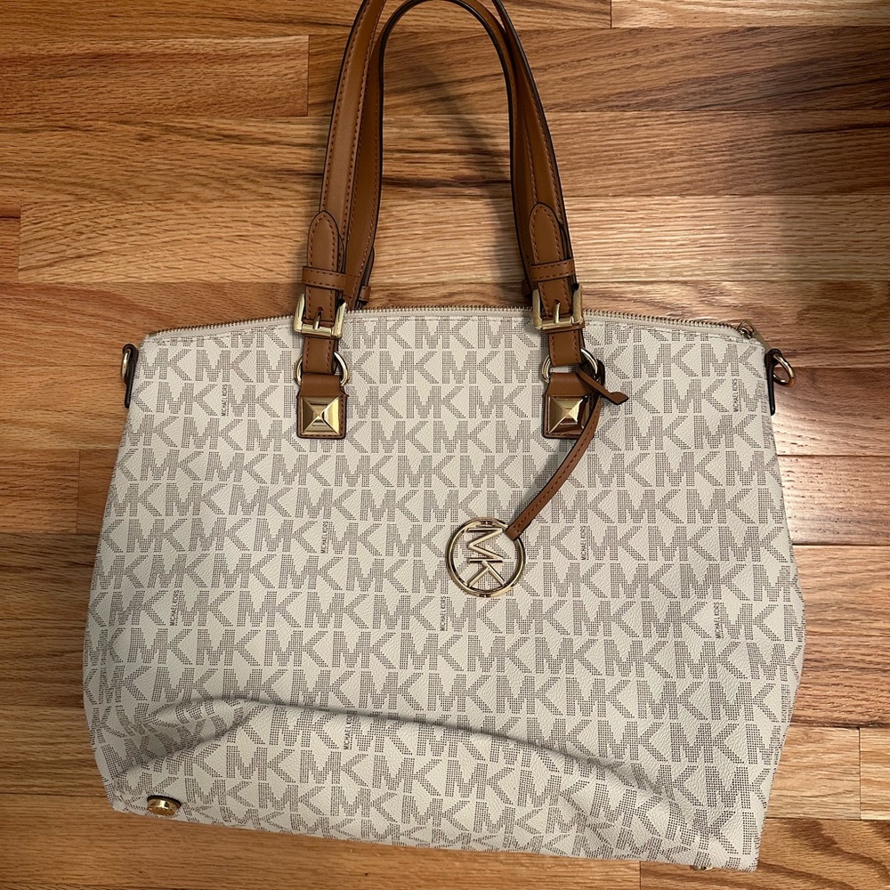 Michael Kors Cream and Tan Structured Tote